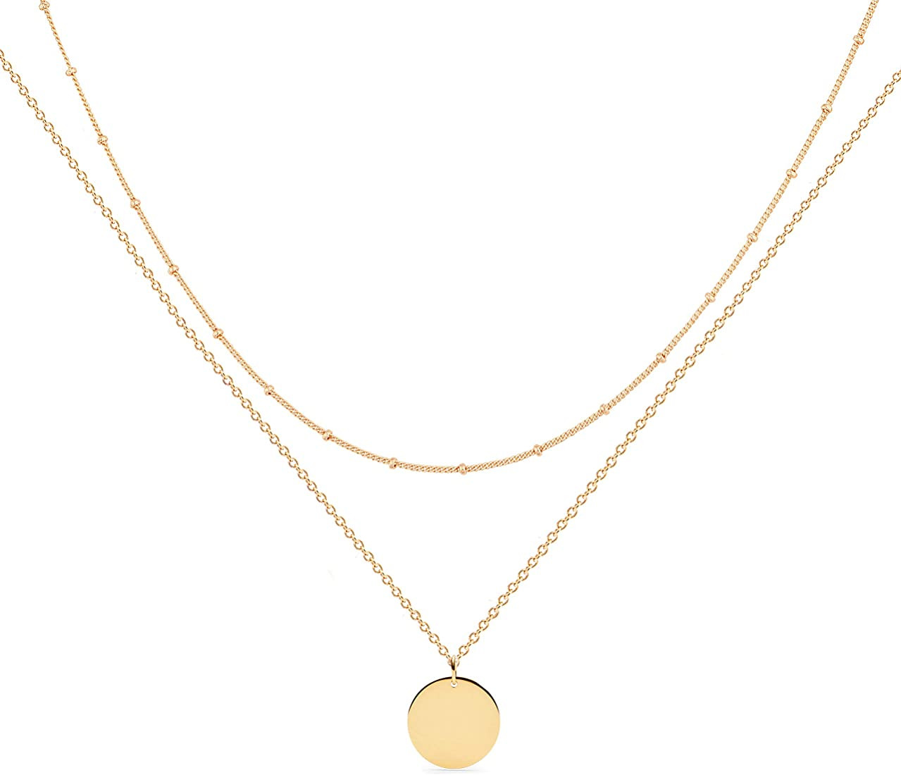 MEVECCO Layered Heart Necklace Pendant Handmade 18k Gold Plated Dainty Gold Choker Arrow Bar Laye... | Amazon (US)