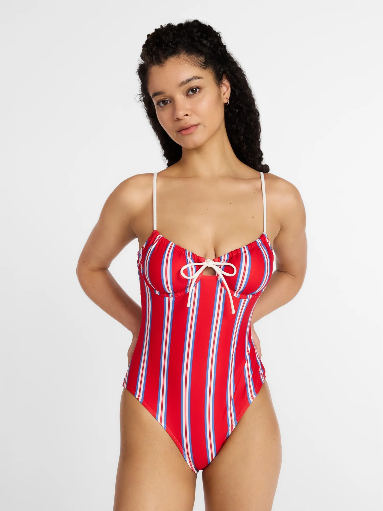 No Boundaries Striped Underwire One Piece Swimsuit, Women's XXS-XXL | Walmart (US)