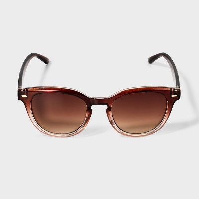 Women's Shiny Plastic Round Sunglasses with Brown Gradient Lenses - Universal Thread™ Tan | Target