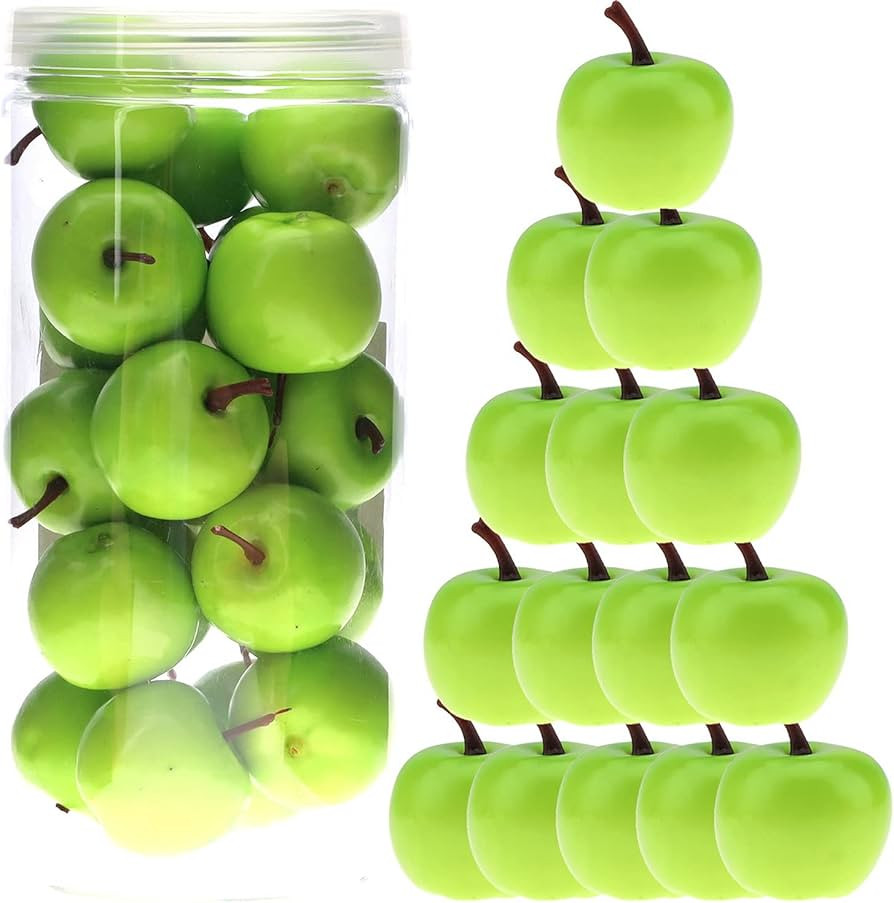 27 PCS Mini Fake Green Apples Artificial Lifelike Food Kitchen Props Faux Realistic Plastic Model... | Amazon (US)