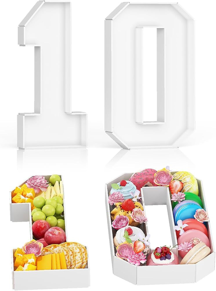 Cardboard Number for Charcuterie, 13.7" Cardboard Number 10 Fillable Number for Food Paper Mache ... | Amazon (US)