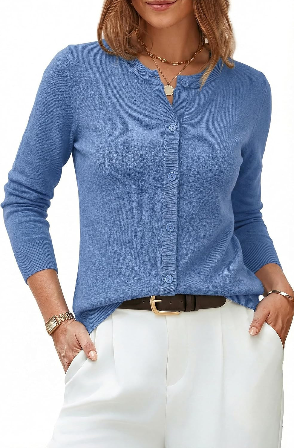 Arach&Cloz Women's Wool Blend Business Casual Fall Cardigan Sweaters Tops | Amazon (US)