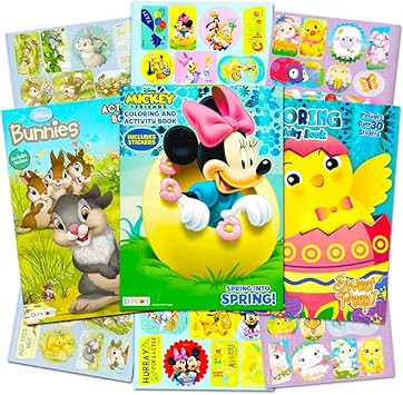 Disney Easter Coloring and Activity Book Set with Stickers (3 Books Featuring Disney Bunnies, Mic... | Amazon (US)