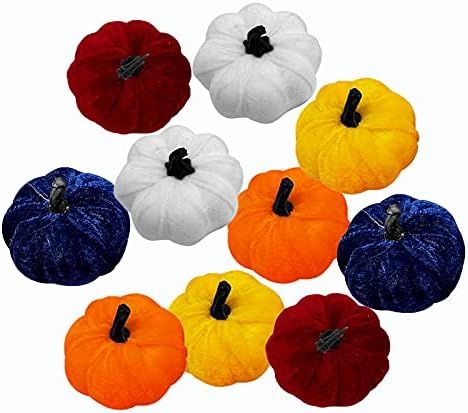 ASSR 10Pack Mini Velvet Pumpkins,Colorful Artificial Pumpkins Small Pumpkins,Fall Harvest Artific... | Amazon (US)