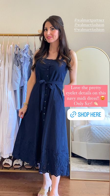 Beautiful navy blue eyelet dress ❤️ also linking what’s on my clothing rack ✨ 

classic dresses, affordable style, blue dress, spring dresses, Walmart fashion finds 

#LTKfindsunder50 #LTKfindsunder100 #LTKsalealert