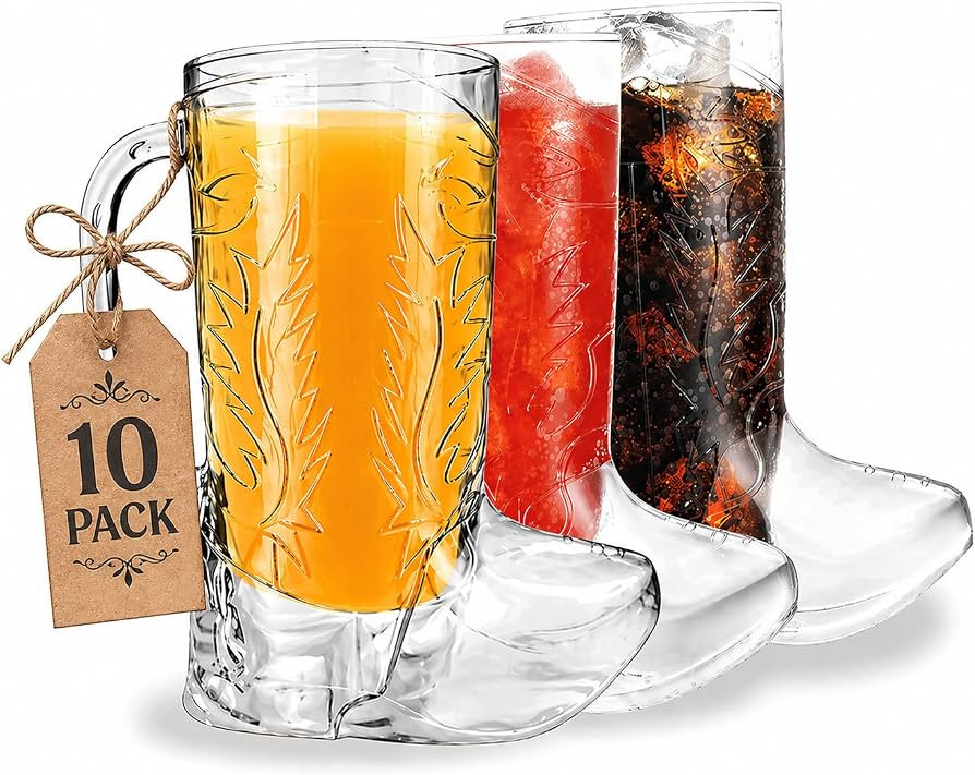 4E's Novelty 10Pcs Cowboy Boot Mug Cups (10 Pack) 17 oz Reusable Hard Plastic, BPA Free - for Cow... | Amazon (US)