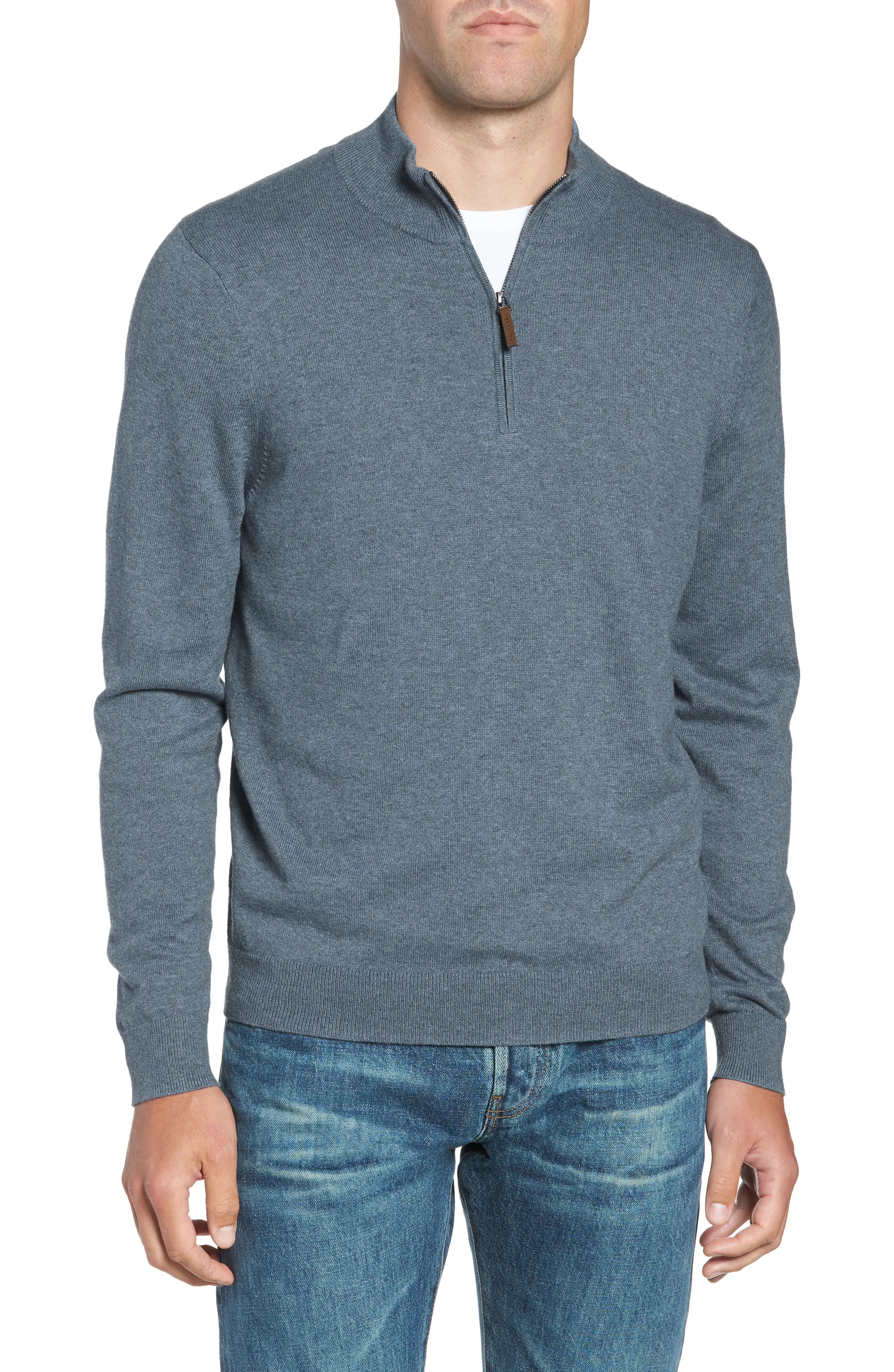 Nordstrom Men's Shop Half Zip Cotton & Cashmere Pullover (Regular & Tall) | Nordstrom