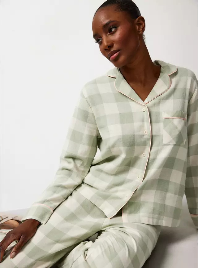 Sage Green Buffalo Brushed Cotton Traditional Pyjamas 12 | Tu Clothing