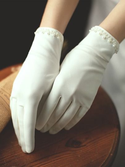 Faux Pearl Decor Bridal Gloves | SHEIN