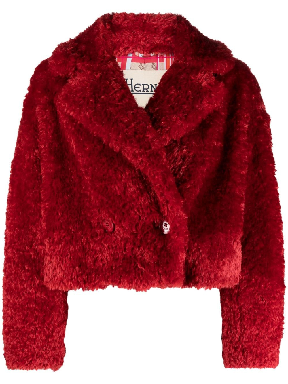 Herno faux-fur cropped jacket - Red | Farfetch Global