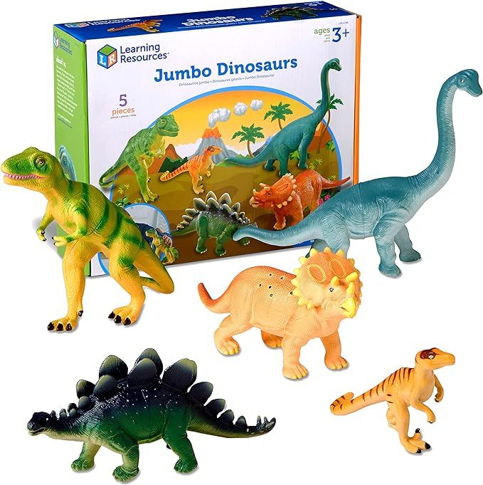 Learning Resources Jumbo Dinosaurs I T-Rex, Brachiosaurus, Stegosaurus, Triceratops, and Raptor, ... | Amazon (US)