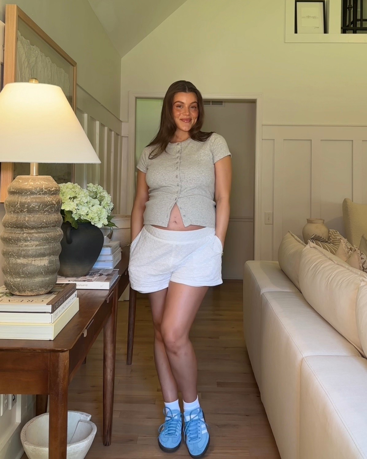 Casual bump friendly outfit- loving this button-down tee from Target 

#LTKBump