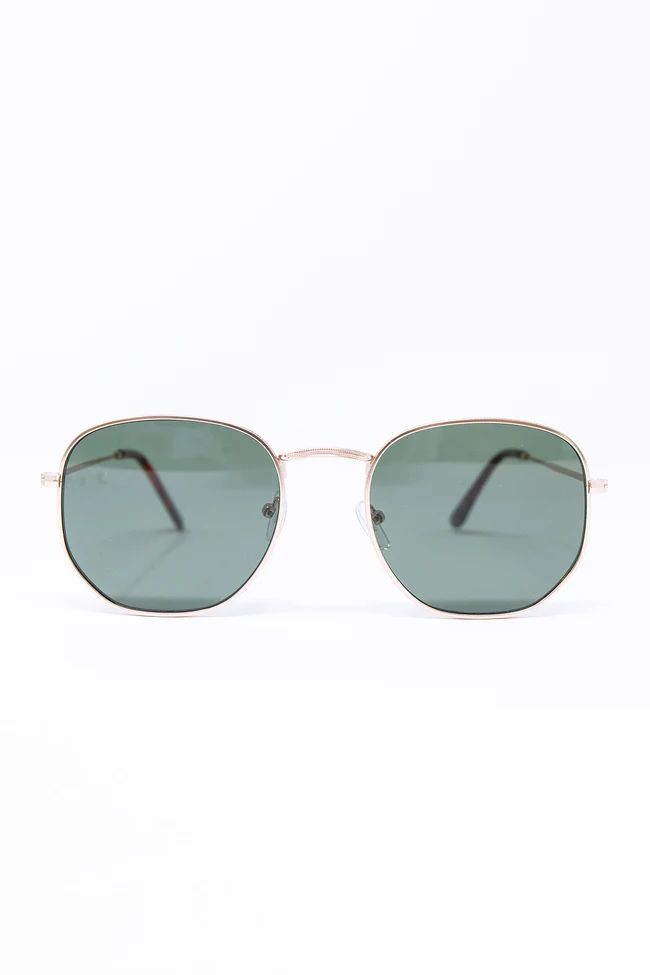 Happiness On A Highway Green/Gold Sunglasses | The Pink Lily Boutique