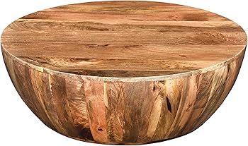 The Urban Port Mango Wood Coffee Table in Round Shape, Dark Brown | Amazon (US)