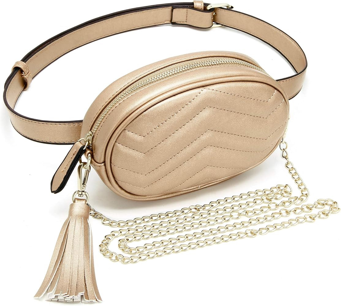 GEEAD Fanny Packs for Women Fashion Waist Bag Leather Belt Bum Bag Waterproof | Amazon (US)