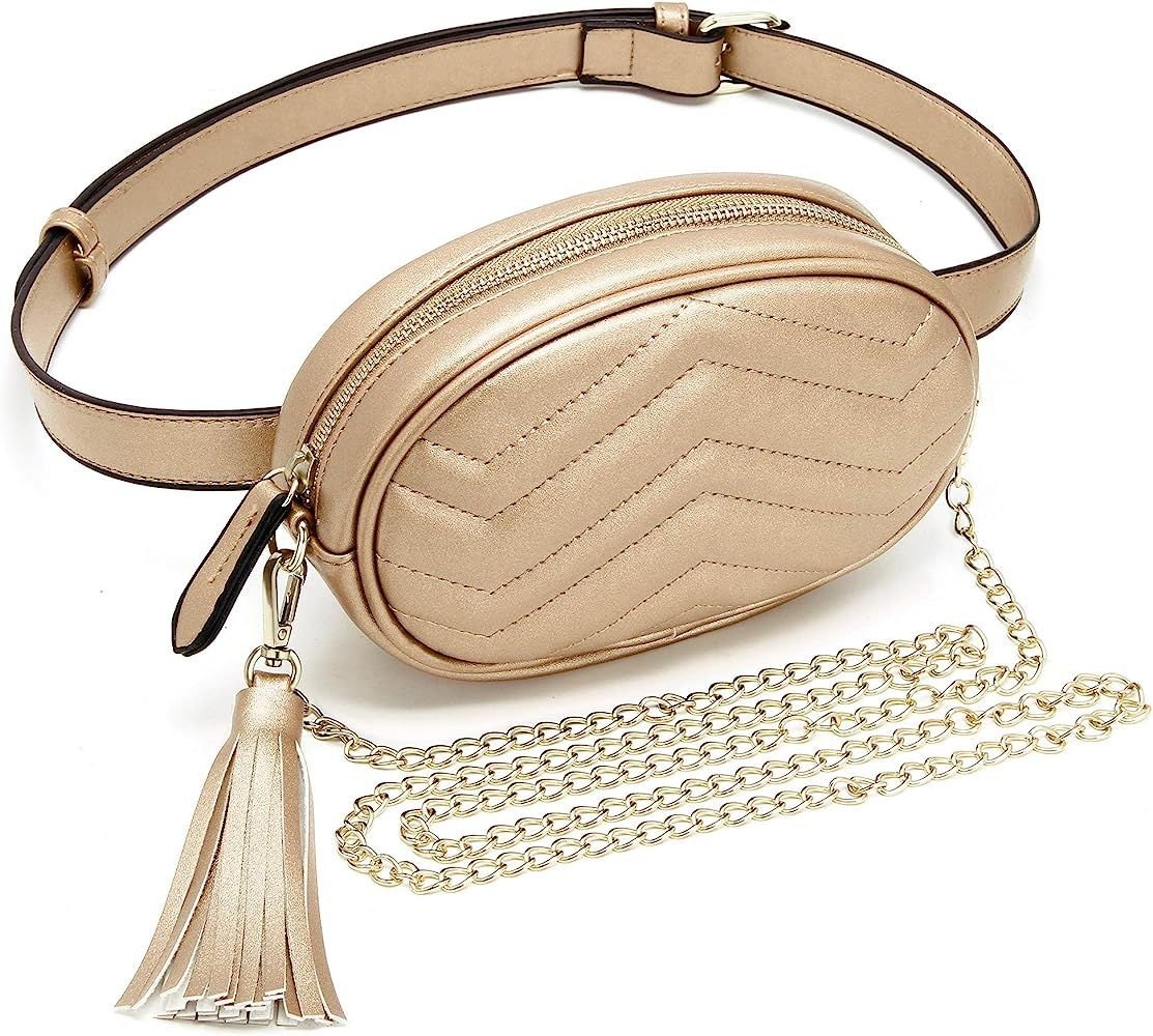 GEEAD Fanny Packs for Women Fashion Waist Bag Leather Belt Bum Bag Waterproof | Amazon (US)