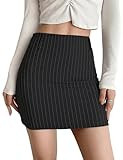 KACAOAC Women's High Waist Striped Zipper Side Bodycon Short Mini Skirt | Amazon (US)