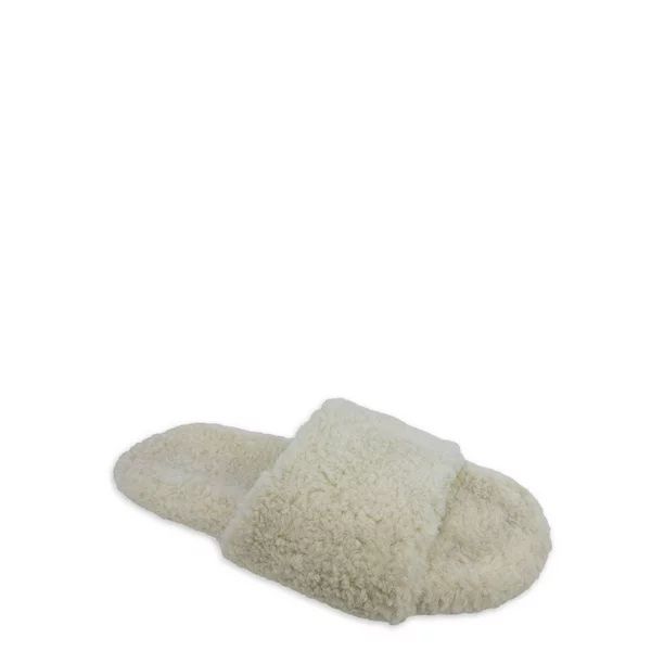 No Boundaries Women's Faux Sherpa Slide Slippers - Walmart.com | Walmart (US)