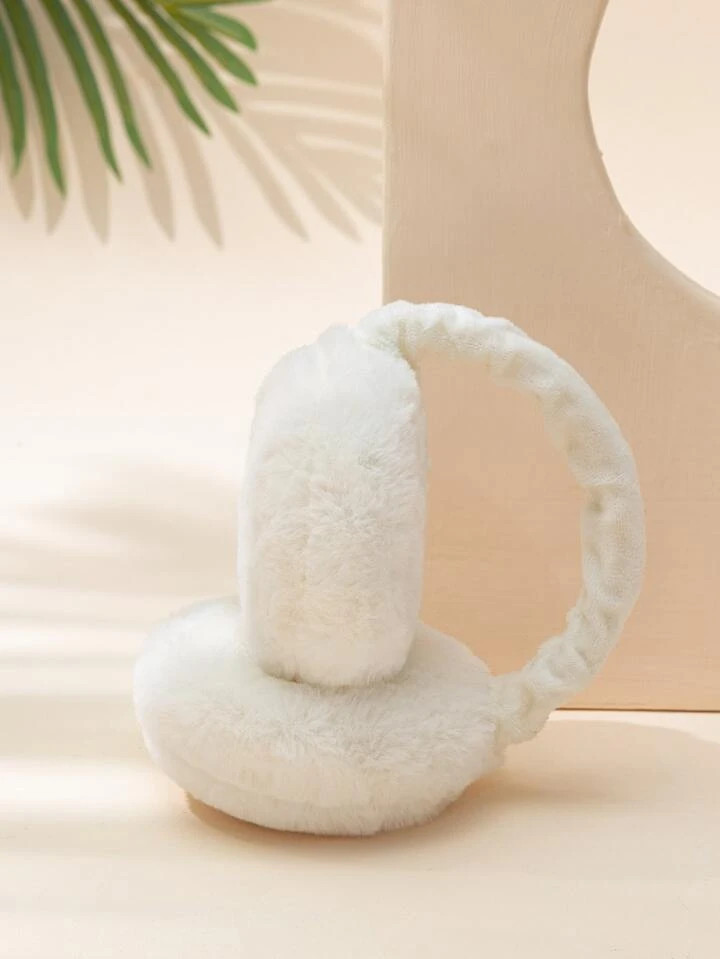 1pc Women's Solid Color Foldable And Portable Fashionable And Versatile Plush Warm Ear Muffs | SHEIN