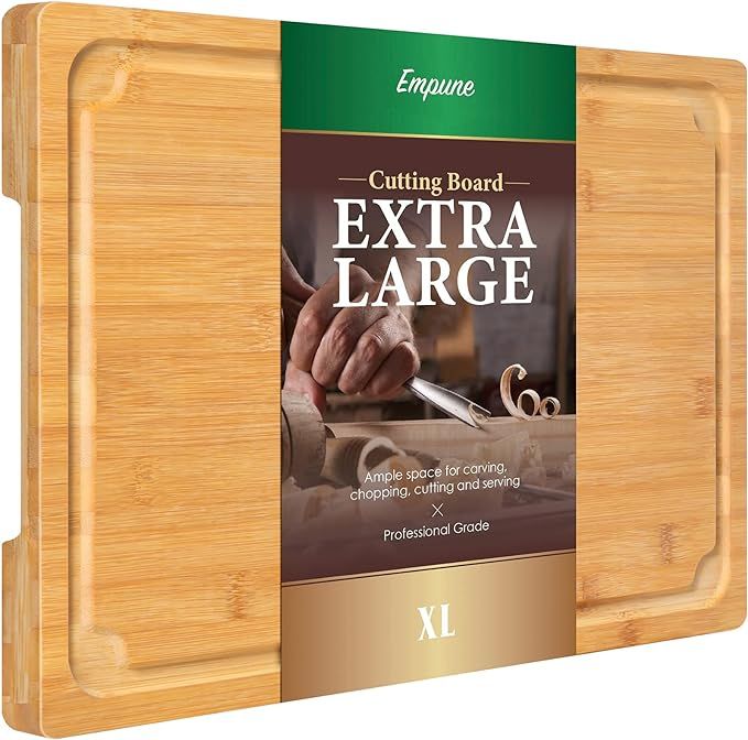 Extra Large Cutting Board, 17.6" Bamboo Cutting Boards for Kitchen with Juice Groove and Handles ... | Amazon (US)
