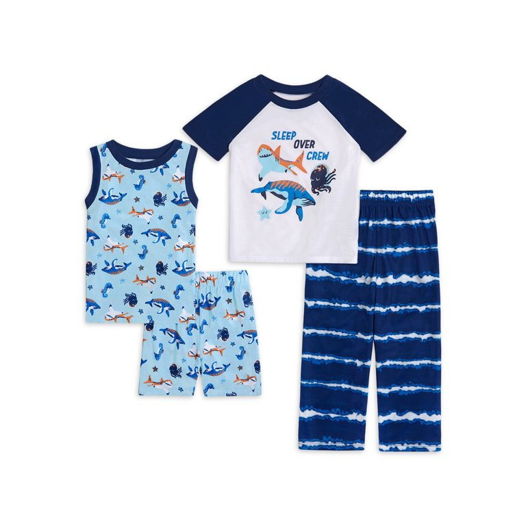 Saint Eve Baby and Toddler Boys Short Sleeve and Tank Mix and Match 4-piece PJ Set, Sizes 12M-5T | Walmart (US)