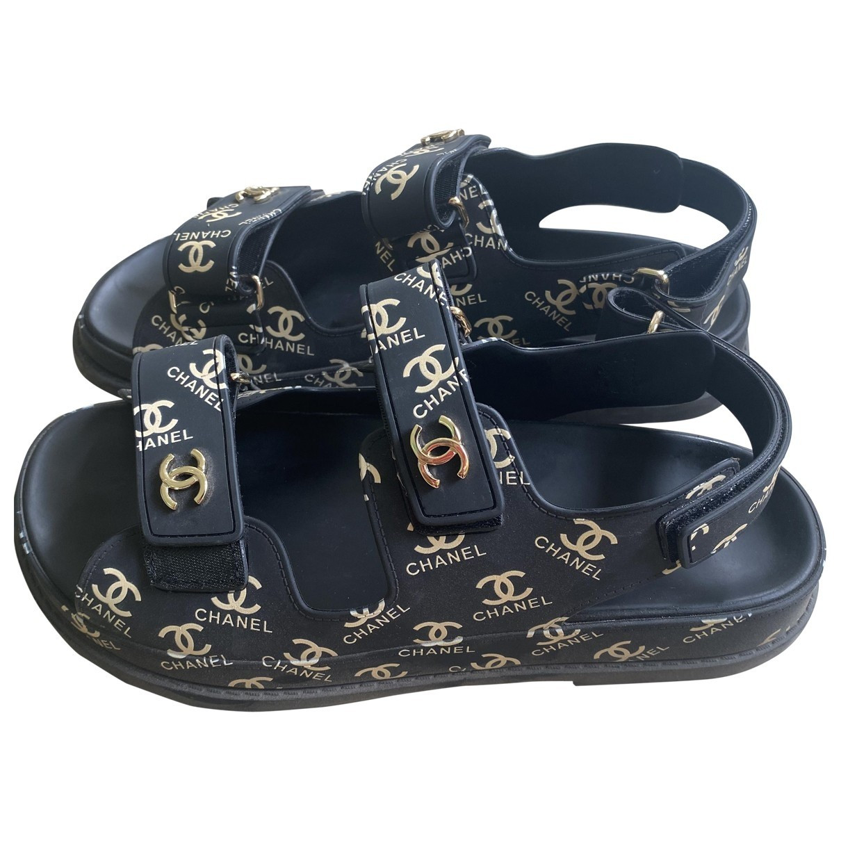 Chanel Dad Sandals Black Rubber Sandals for Women | Vestiaire Collective (Global)
