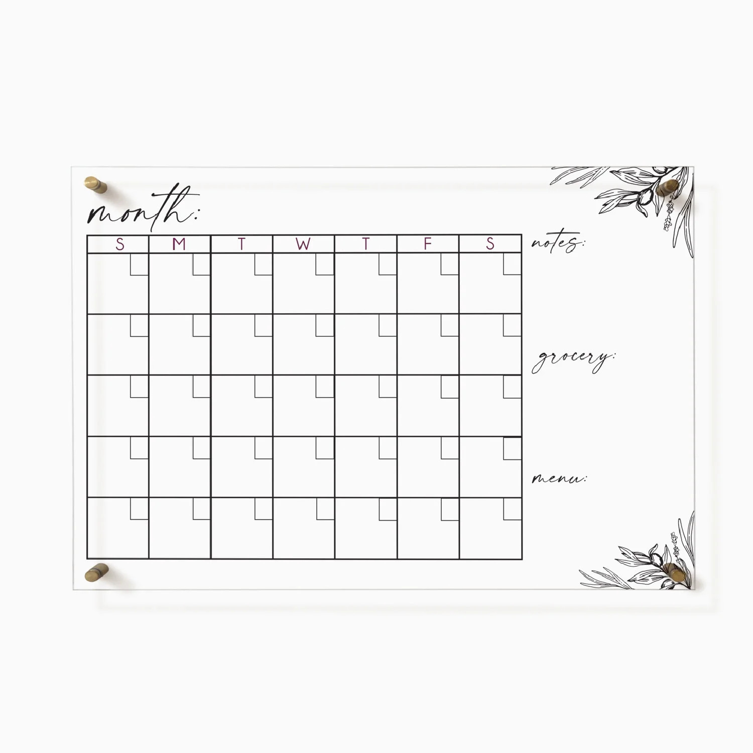 Acrylic Dry Erase Wall Calendar | Clear 16"X19" Monthly Acrylic Calendar - Walmart.com | Walmart (US)