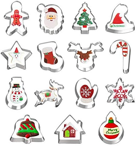 Hibery 15 Pcs Christmas Cookie Cutters, Holiday Cookie Cutters Including Snowman, Gingerbread, Ch... | Amazon (US)