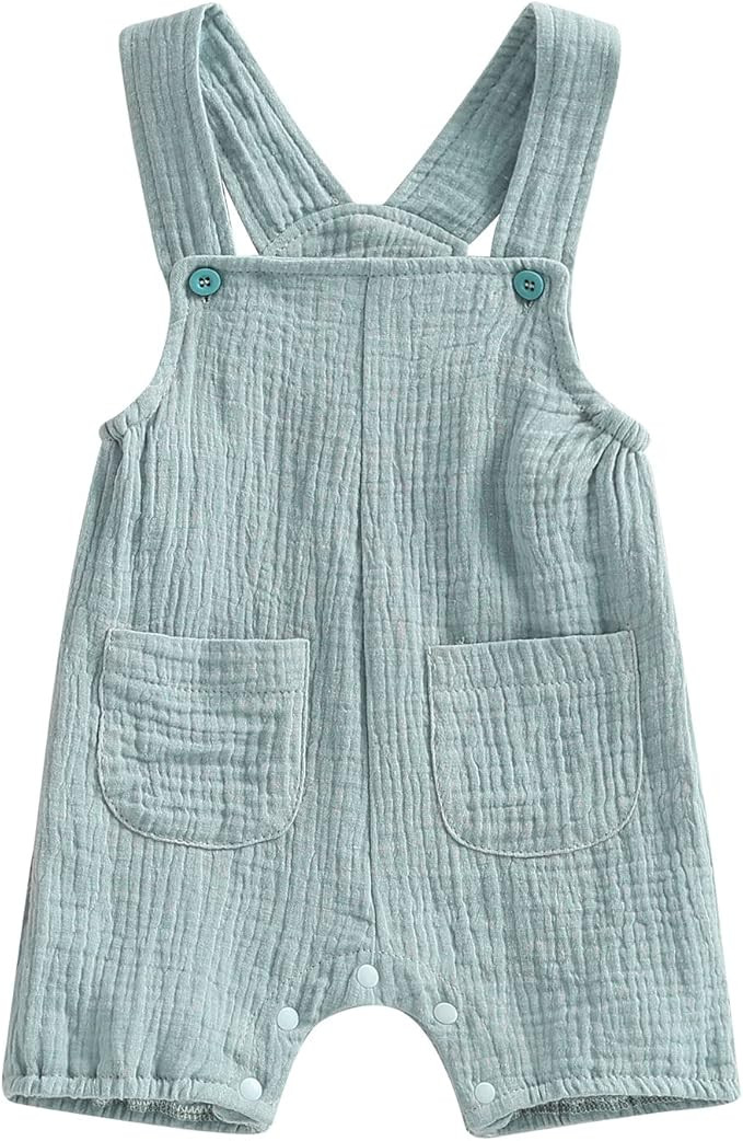 Sasaerucure Infant Baby Girl Boy Romper Pants Linen Sleeveless Jumpsuit Bib Overalls One Piece Ou... | Amazon (US)