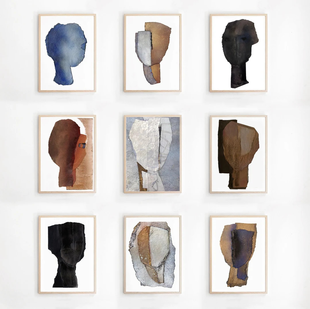 Minimalist Gallery Wall Art Set of 9 Art Prints, Large Contemporary Collection Prints, Abstract S... | Etsy (US)