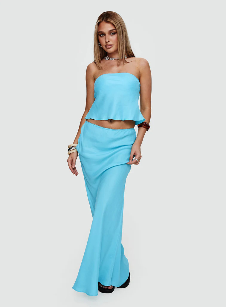 Lucelia Maxi Skirt Aqua | Princess Polly US