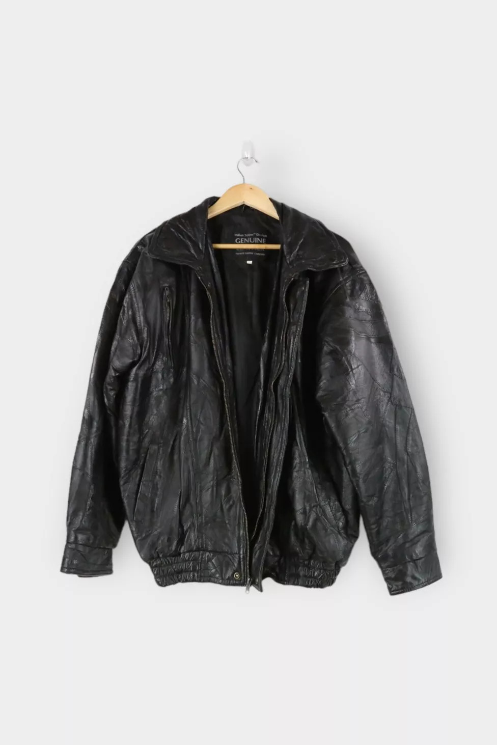 Vintage Italian Stone Black Leather Jacket | Urban Outfitters (US and RoW)