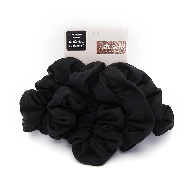 Kitsch Organic Cotton Knit Hair Scrunchies for Women | Elastic Hair Ties for Thick Hair & Thin Ha... | Amazon (US)