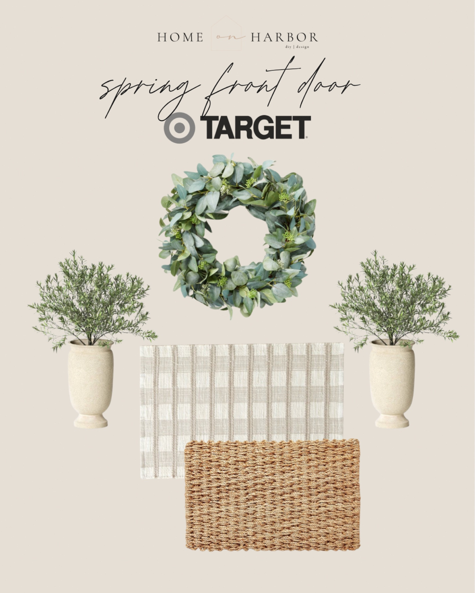 Spring front door styling: layered doormats, planters, wreath 

#target #studiomcgee #hearthandhand

#LTKhome #LTKSeasonal #LTKstyletip