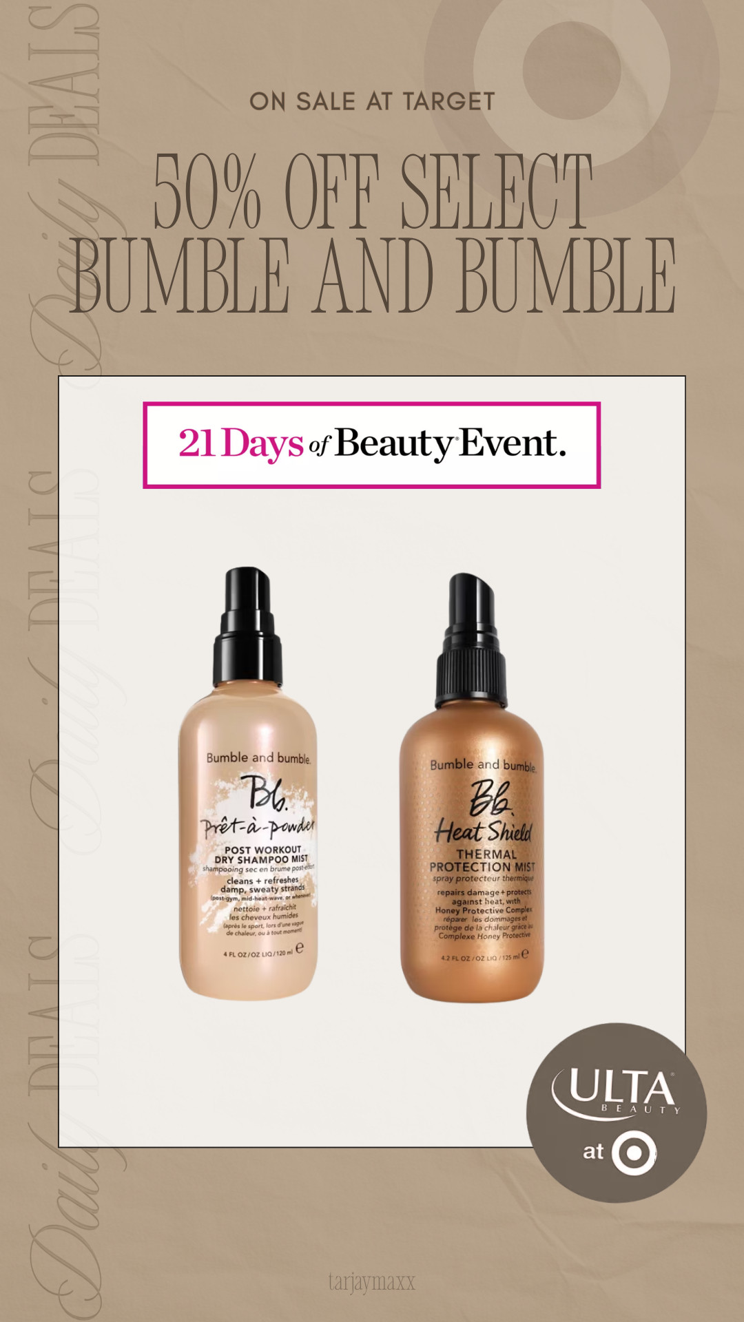 50% OFF Bumble and Bumble at Target today 👀 this is one of those stock-up sales… the dry shampoo mist is sooo good post workout. 
spring outfits 2026, vacation outfits beach, date night outfits, spring dresses, work outfits, easter outfits women, beauty deals, target beauty, ulta beauty at target, haircare sale, dry shampoo mist, heat protectant spray 

 #LTKActive #LTKBeauty