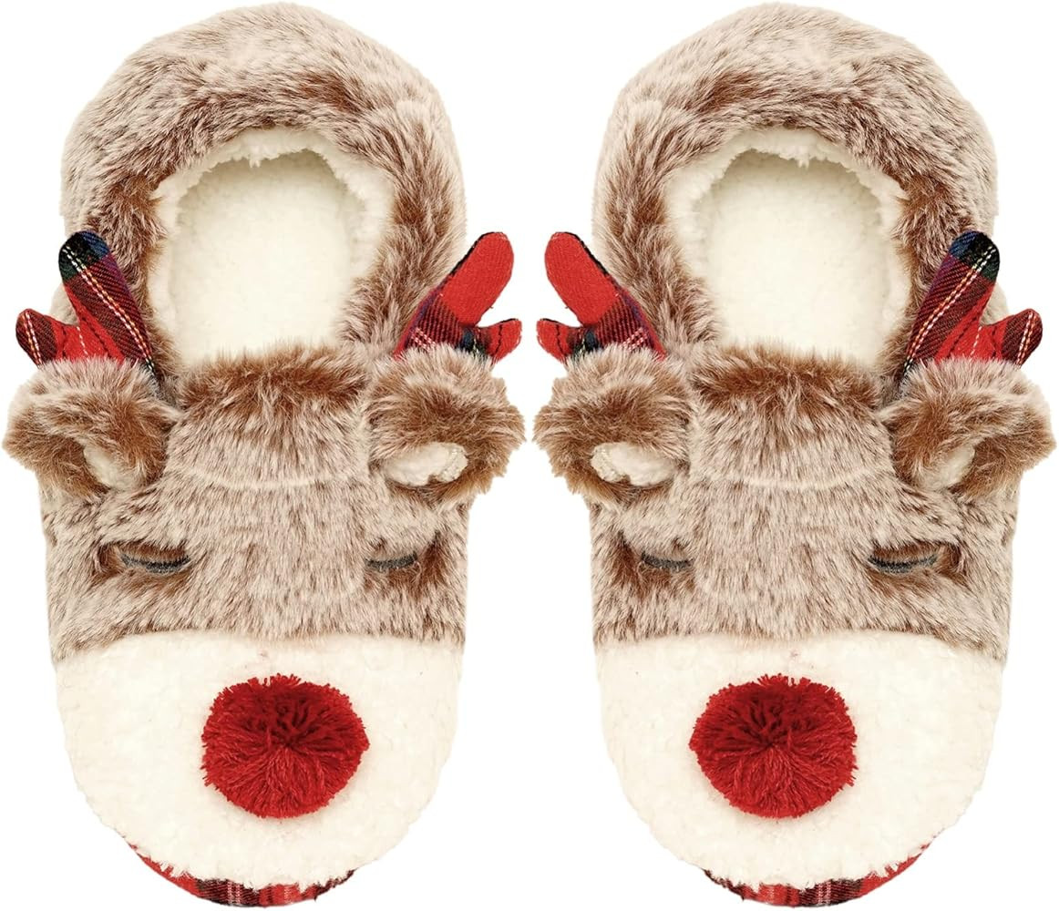 nanatree Christmas Deer slippers, cute fuzzy foam slippers | Amazon (US)