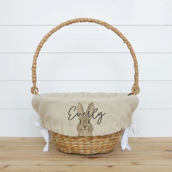 Bunny Personalized Basket Liner  Customized Easter Basket | Etsy | Etsy (US)
