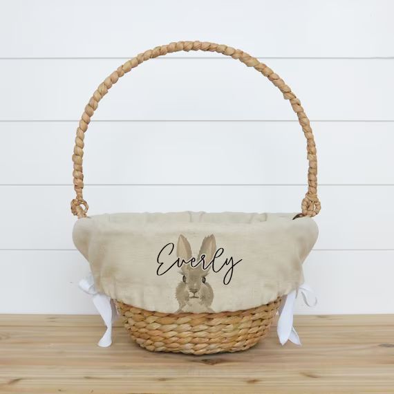 Bunny Personalized Basket Liner  Customized Easter Basket | Etsy | Etsy (US)