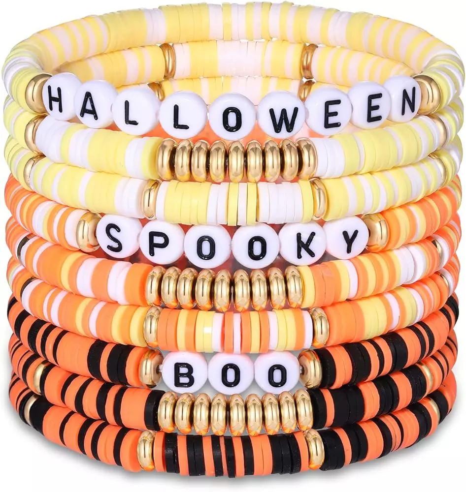 Halloween Heishi Bracelet/ Halloween/ Spooky Bracelet/ Boo 
