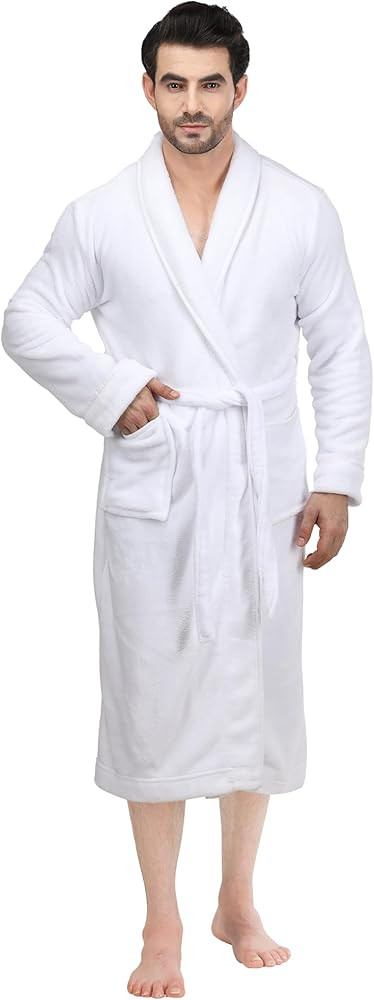 NY Threads Luxurious Men's Shawl Collar Fleece Bathrobe Long Spa Robe | Amazon (US)