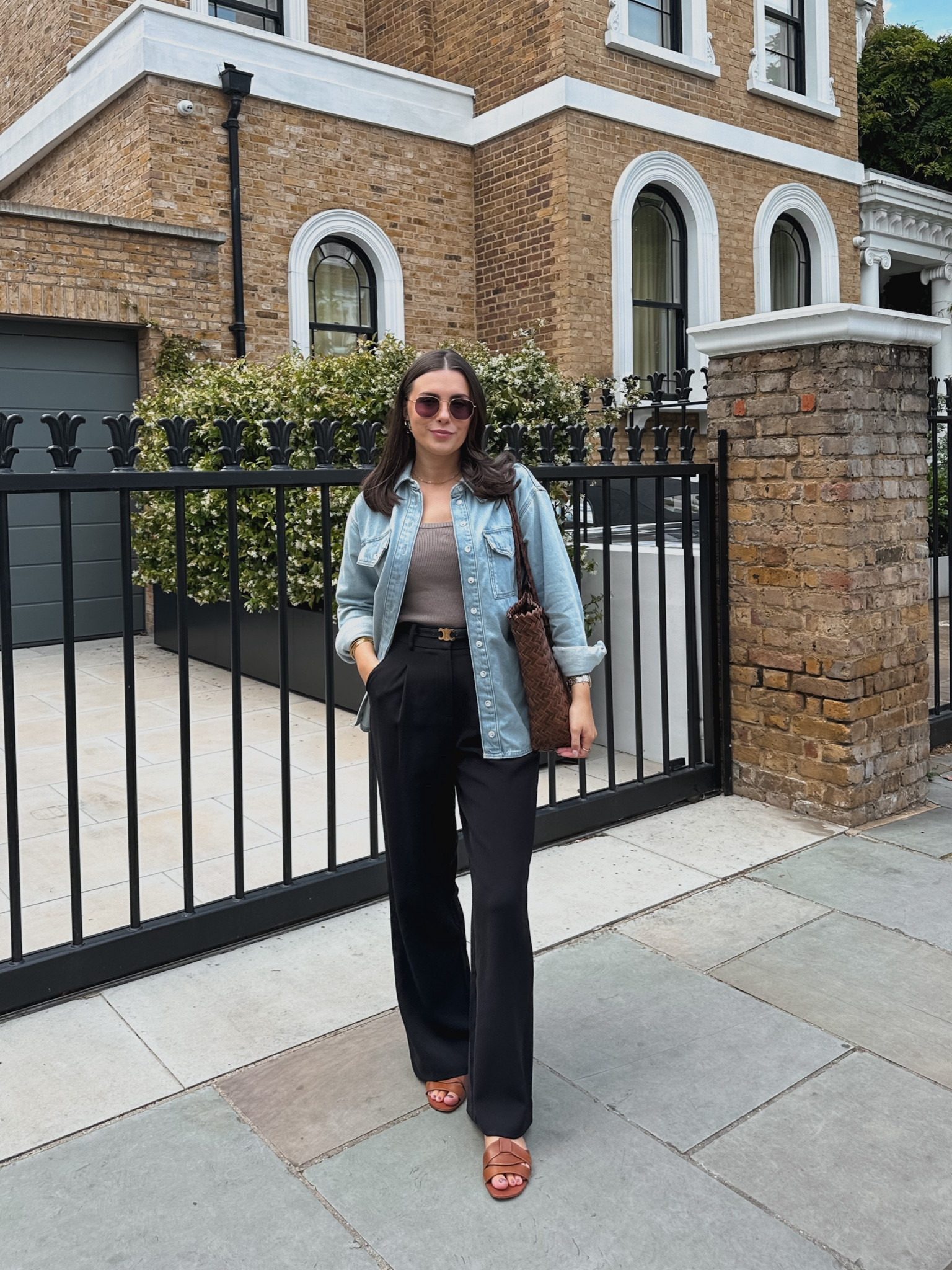 Love a denim shirt me 🫶🏻✨ 
Denim shirt, workwear outfit, denim look, mint velvet, black tailored trousers, wide trousers, celine belt 

#LTKsummer #LTKeurope
