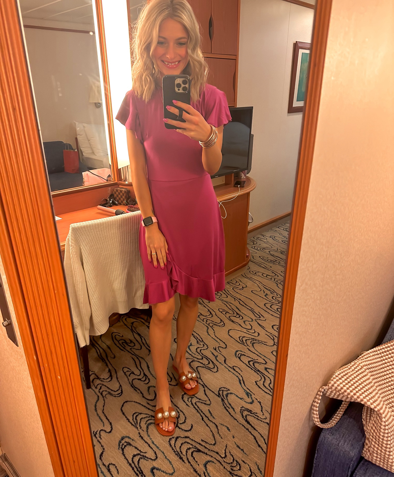 Wearing a small in the dress! So comfy and cute! The ruffle hem is my favorite! 

Cruise night outfit // dinner dress// sandals // pearl sandals // shein 

#LTKSeasonal #LTKfindsunder50 #LTKsalealert