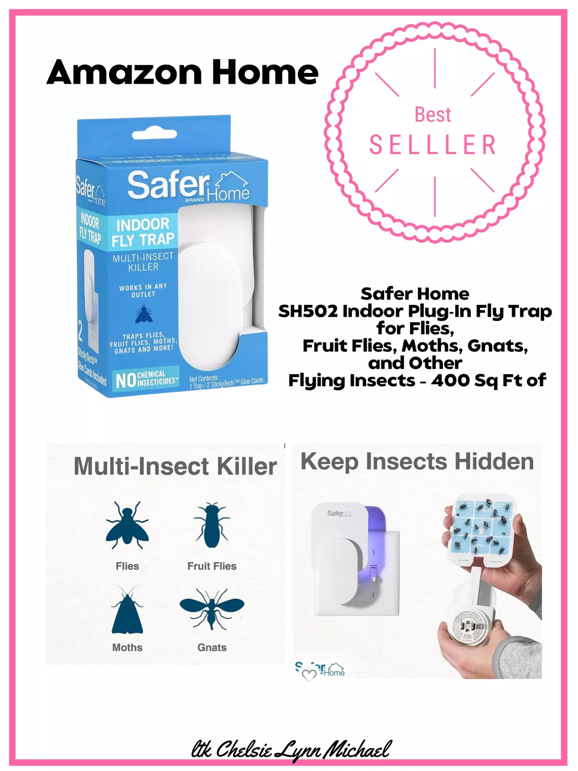 Safer Home SH502 Indoor Plug-In Fly Trap for Flies, Fruit Flies, Moths