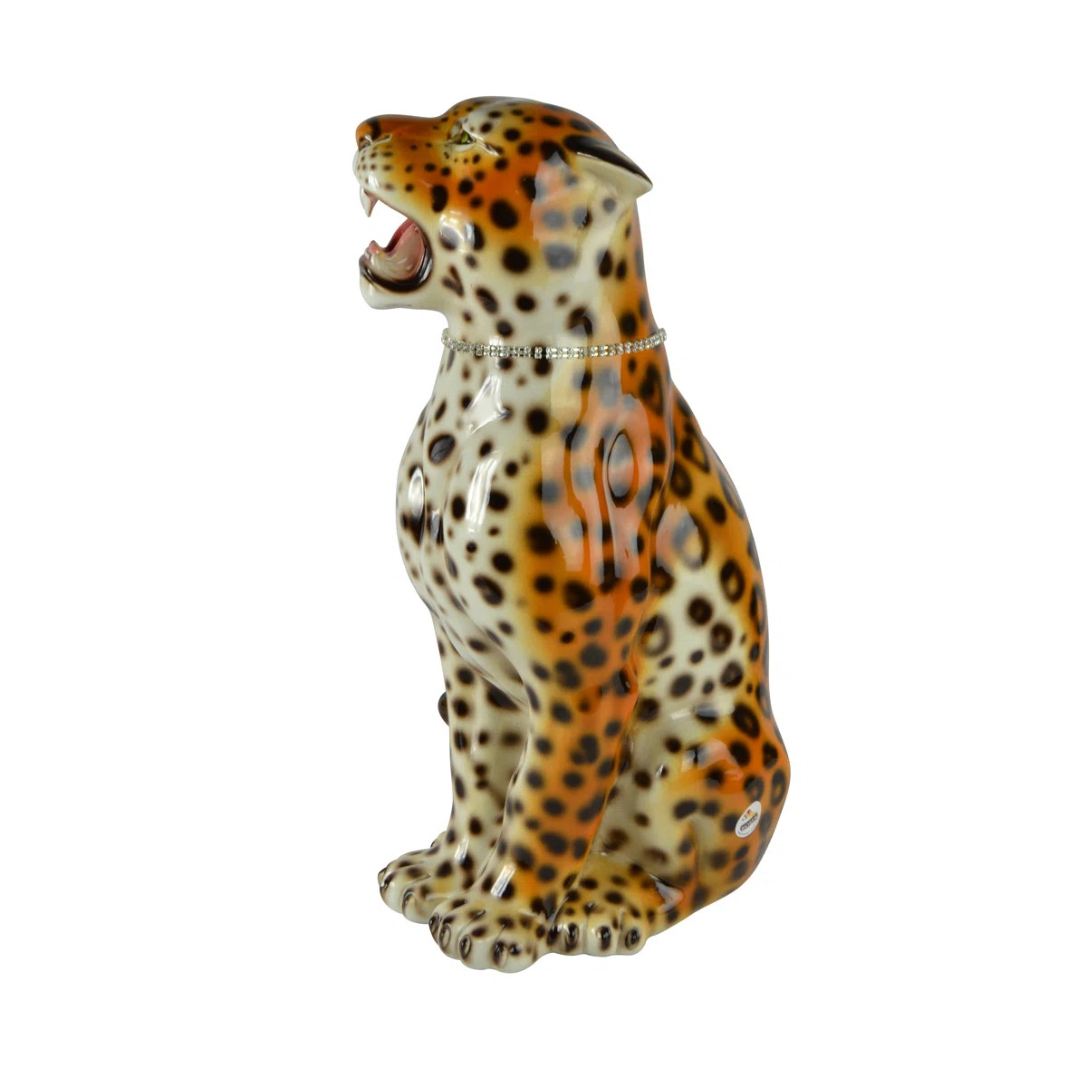 Leopard Ceramic Statue with Rhinestone Collar 22\u201d Tall | Wayfair North America