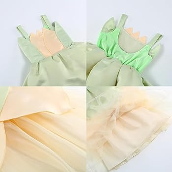 Princess Tiana Costume for Girls Birthday Halloween Dress Up Outfits with Accessories | Amazon (US)