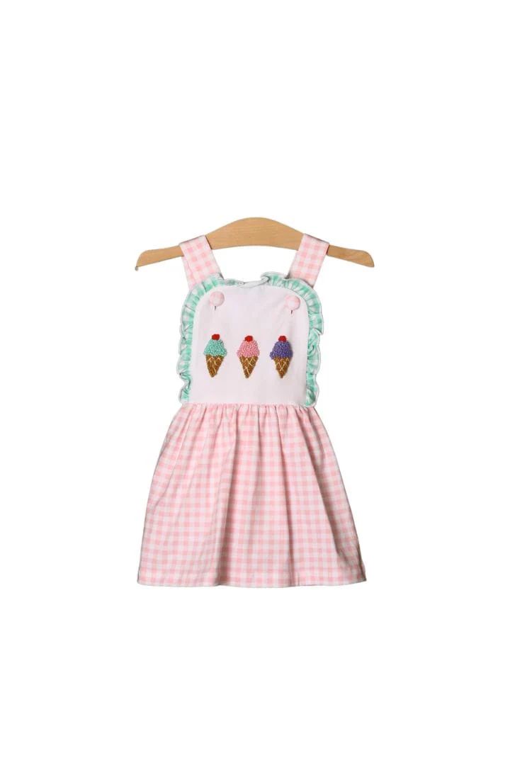 French Knot Pink Ice Cream Sun Dress | The Smocked Flamingo