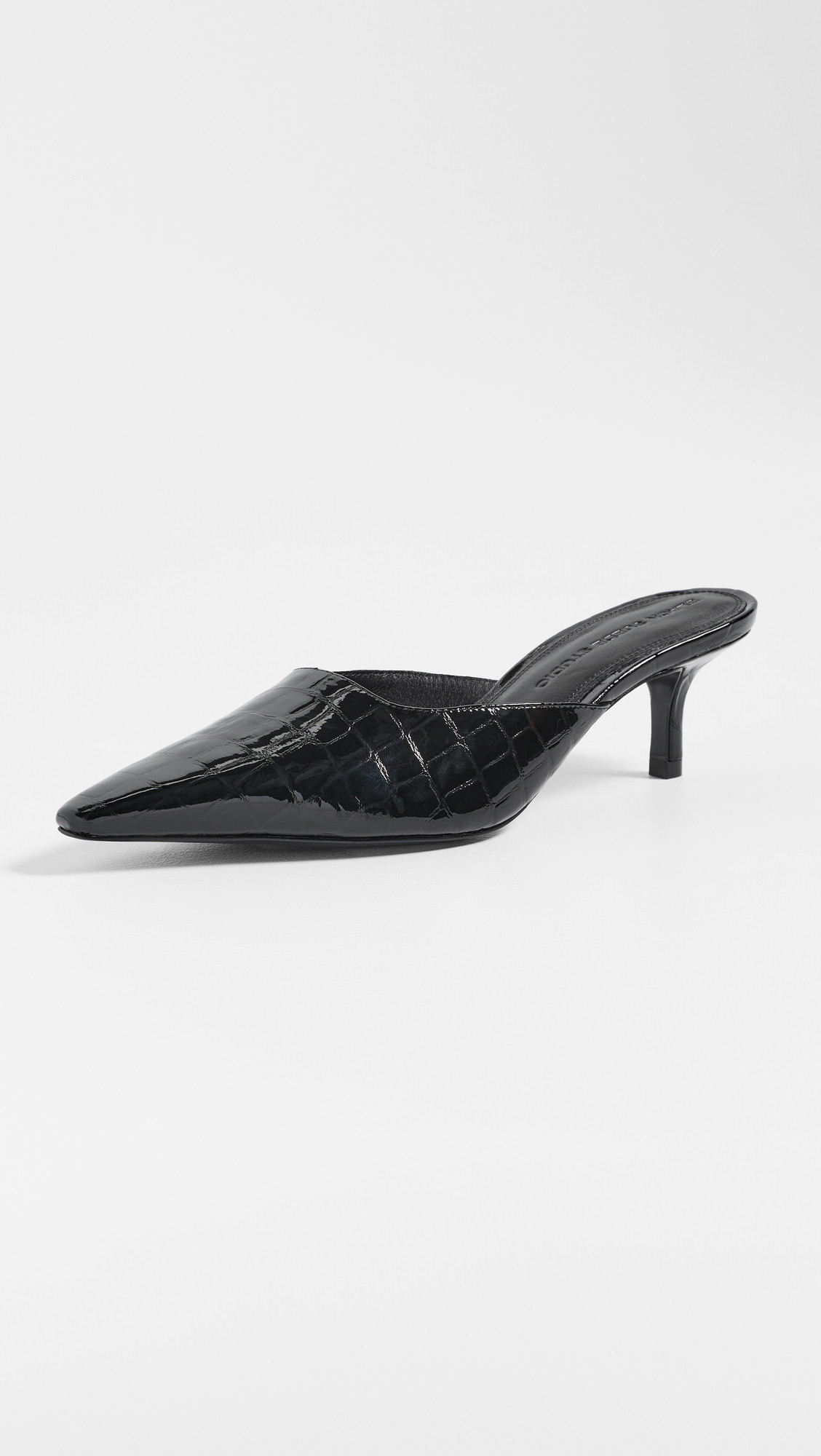 Black Suede Studio Riley 50 Heels BLACK CROC PATENT LEATHER 35 | Shopbop