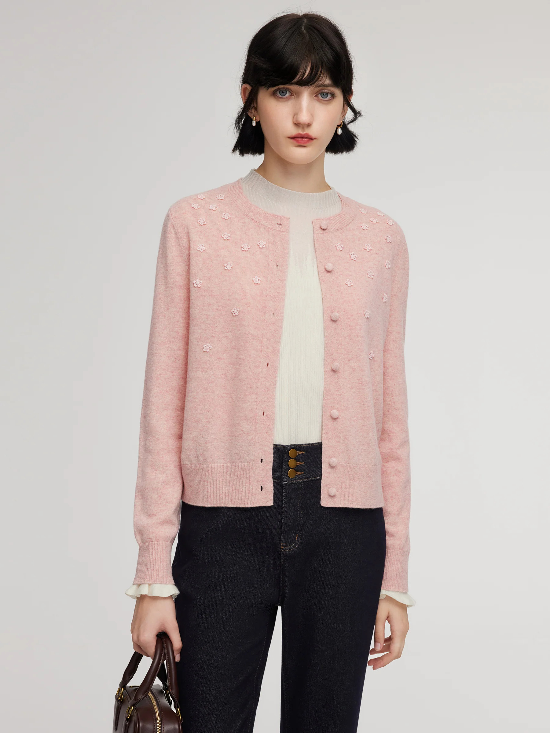 Cardigan floral pour femmes en 100 % laine | GOELIA