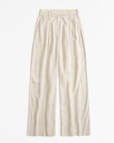 Linen-Blend Tailored Ultra Wide-Leg Pant | Abercrombie & Fitch (US)