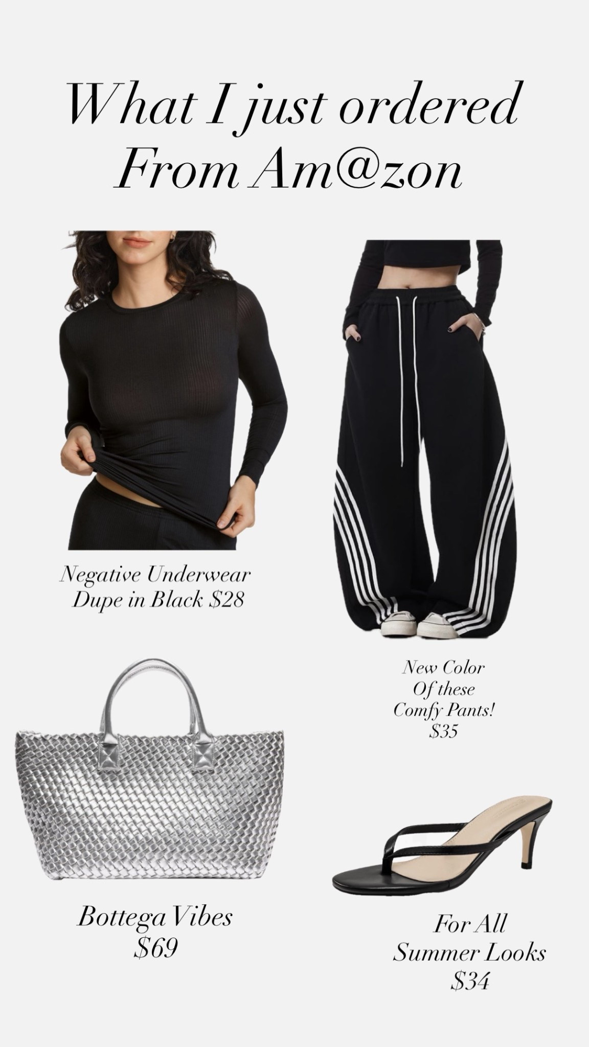 My Amazon selects of the week all under $100! Staples to go from spring to summer! Negative underwear dupe; bottega dupe and more! 

#LTKOver40 #LTKmomlife #LTKSeasonal